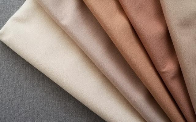 Rows of richly textured fabric samples in various colors, neatly organized.