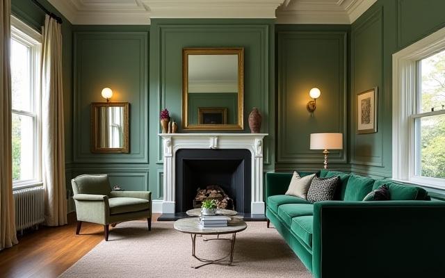 After: Renovated historic Springfield living room with bespoke furniture