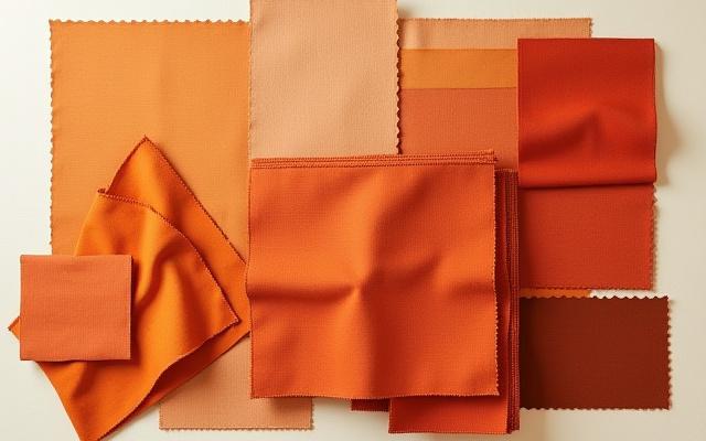 Fabric swatches from 'The Earthen Series' with rich ochres, terracottas, and umbers.